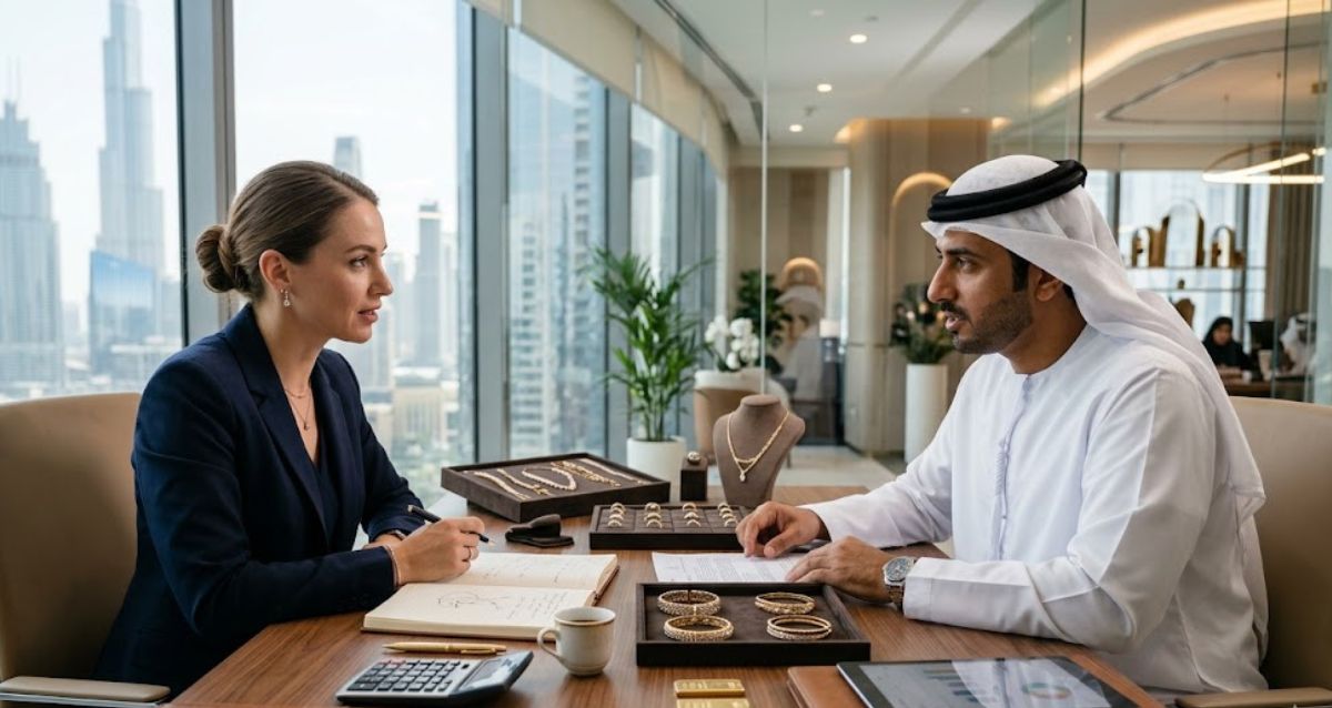 create another simple and realistic image banner on Jewellery Business Licensing Costs in Dubai. It should not have any text on the image