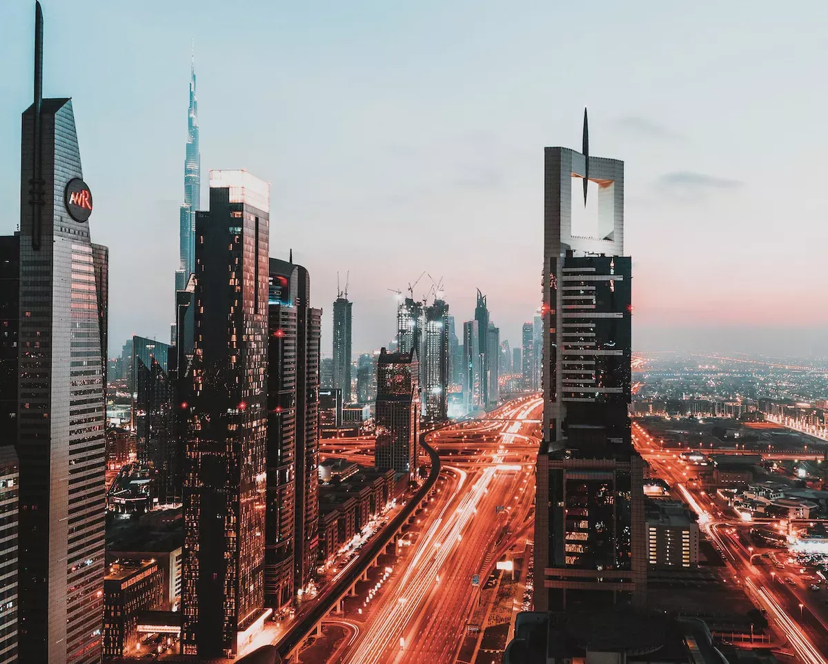 Dubai skyline and Sheikh Zayed Road