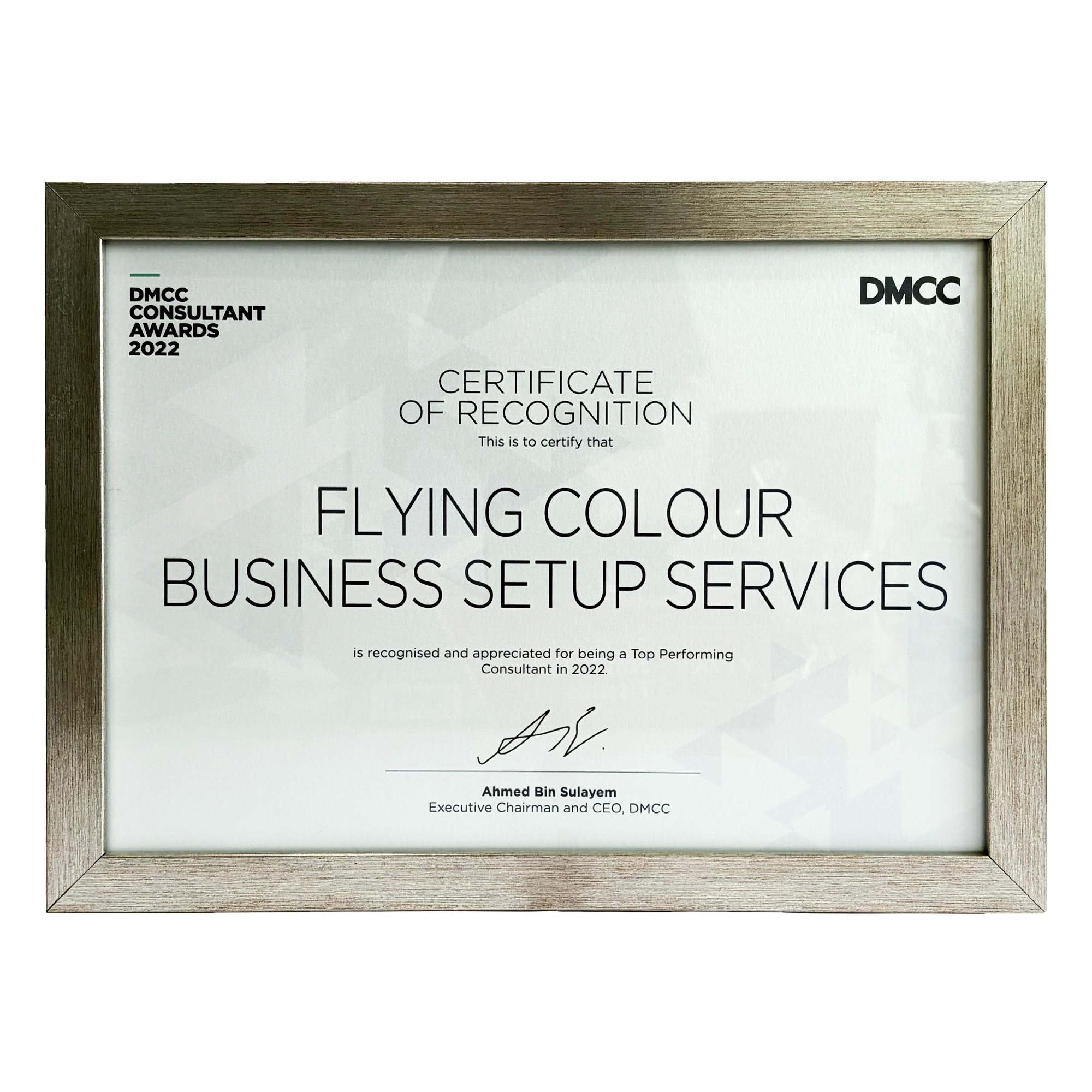 DMMC Certificate of Recognition